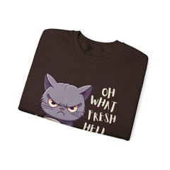 Oh, What Fresh Hell Is This? Coffee Crewneck Sweatshirt - Sarcastic