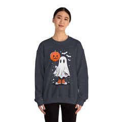 Orange Balloon Halloween Ghost Sweater | Unisex Crewneck Sweatshirt for Cozy Autumn Nights, Halloween Party, Spooky