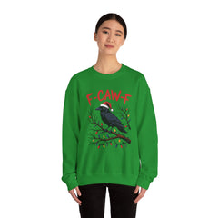 "F-CAW-F" Festive Raven Holiday Christmas Crow Crewneck Gildan Sweatshirt