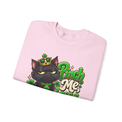 St. Patrick’s Black Cat Sweatshirt  "Pinch Me, Lose a Finger" Graphic Crewneck