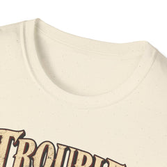 Trouble Has a New Captain T-Shirt — Pirate Skull Graphic Tee