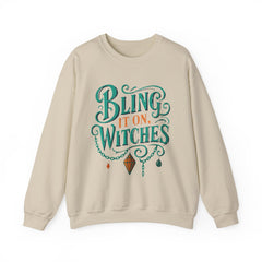 Bling It On, Witches Sweatshirt – Cozy Halloween Apparel, Unisex Crewneck, Spooky Season Fashion, Witchy Gifts, Fall Collection