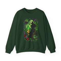 Witch Silhouette Forest Crewneck Sweatshirt – Green Gothic Witchy Art - Wicked