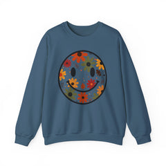 Floral Smile Sweatshirt — Retro Fall Flowers Smiley Crewneck