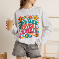 Jewelry Reveal Junkie Sweatshirt by Gildan, Cozy Unisex Crewneck, Gift for Jewelry Lovers