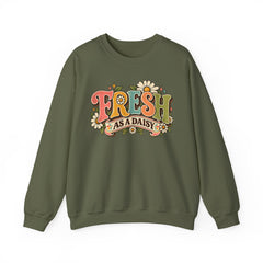 Fresh as a Daisy Crewneck Sweatshirt – Retro Spring Floral Graphic