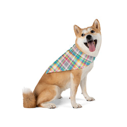 Pet Bandana - Teal & Pink Plaid