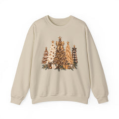 Leopard & Neutral Christmas Trees Crewneck Sweatshirt