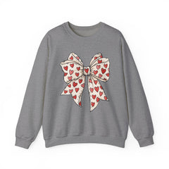 Valentine Heart Bow Sweatshirt — Cute Ribbon Graphic Crewneck
