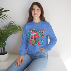 Holly Jolly Crewneck Gildan Sweatshirt — Colorful Christmas Ornament Holiday Sweater
