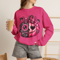 Pink Sugar Skull Pumpkin Sweatshirt ~ Halloween Vibes