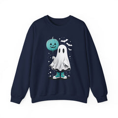 Teal Pumpkin & Ghost Crewneck Sweatshirt, Cozy Fall Apparel, Funny Sweatshirt, Gift for Her, Casual Wear