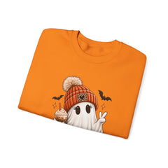 Cozy Pumpkin Ghost Sweatshirt – Cute Halloween Fall Crewneck