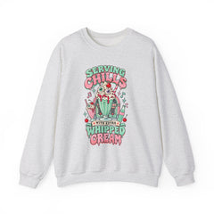 Halloween Sweatshirt — "Serving Chills with Extra Whipped Cream" Retro Ice Cream Graphic - BP