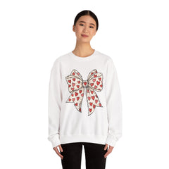 Valentine Heart Bow Sweatshirt — Cute Ribbon Graphic Crewneck