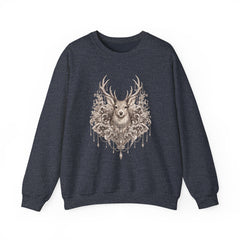 Deer Mandala Crewneck Sweatshirt — Vintage Stag Floral Graphic