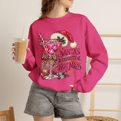 "Santa's Favorite Hot Mess" Sparkle Martini Holiday Christmas Crewneck
