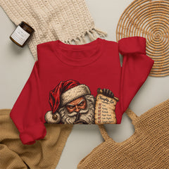 Santa Saw Everything Crewneck Sweatshirt — Vintage Naughty or Nice Christmas Sweater