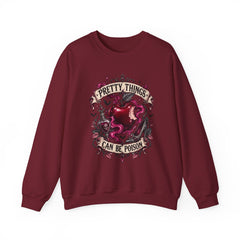 Crewneck Sweatshirt — “Pretty Things Can Be Poison” Gothic Apple Graphic