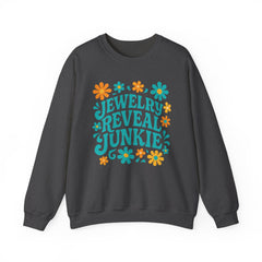 Jewelry Reveal Junkie Sweatshirt by Gildan, Cozy Unisex Crewneck, Gift for Jewelry Lovers