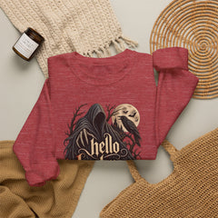 Hello Darkness Crewneck Sweatshirt — Gothic Moon Raven Graphic- Halloween