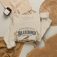 Bluebird Biscuit Co. Crewneck Sweatshirt — Vintage Bakery Logo Pullover
