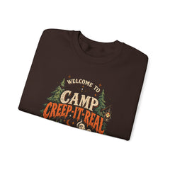 Camp Creep-It-Real Sweatshirt — Retro Spooky Camping Crewneck - Halloween Vibes