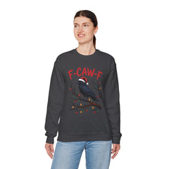"F-CAW-F" Festive Raven Holiday Christmas Crow Crewneck Gildan Sweatshirt