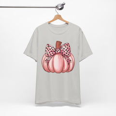 Cute Pink Pumpkin Graphic Tee for Fall, Autumn Shirt, Halloween Top, Harvest Celebration T-Shirt, Seasonal Apparel, Gift Idea