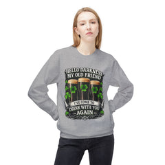 St. Patrick's 'Hello Darkness My Old Friend' Crewneck Sweatshirt — Irish Shamrock Beer Design