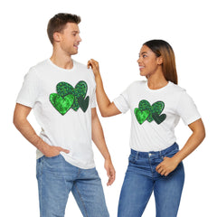 Green Hearts St. Patrick's Day Tee - Unisex Short Sleeve Shirt / Christmas
