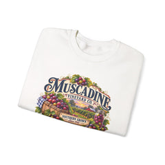 Muscadine Vineyard Crewneck Sweatshirt — Vintage Grape Winery Graphic - Southern Heritage