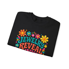 Jewelry Reveal Junkie Sweatshirt by Gildan, Cozy Unisex Crewneck, Gift for Jewelry Lovers