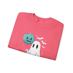 Teal Pumpkin & Ghost Crewneck Sweatshirt, Cozy Fall Apparel, Funny Sweatshirt, Gift for Her, Casual Wear