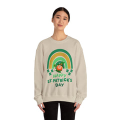St. Patrick's Day Unisex Crewneck Sweatshirt - Happy Leprechaun Rainbow Design