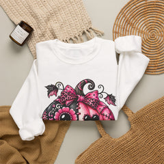 Pink Sugar Skull Pumpkin Sweatshirt ~ Halloween Vibes