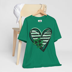 St. Patrick's Day Heart Tee - Unisex Jersey Short Sleeve Shirt with Clover Design