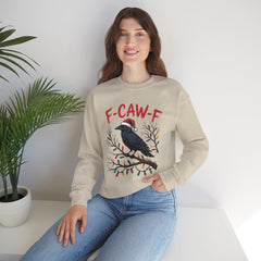 "F-CAW-F" Festive Raven Holiday Christmas Crow Crewneck Gildan Sweatshirt
