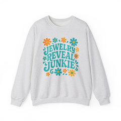 Jewelry Reveal Junkie Sweatshirt by Gildan, Cozy Unisex Crewneck, Gift for Jewelry Lovers