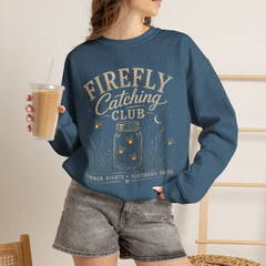 Firefly Catching Club Sweatshirt — Vintage Mason Jar Summer Nights Crewneck - Southern Heritage