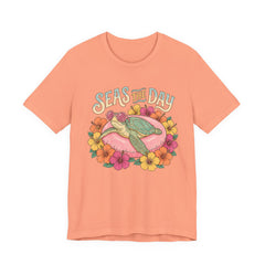 Seas the Day Turtle Tee — Vintage Floral Beach T-Shirt
