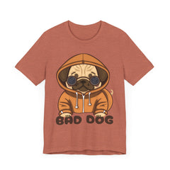 Graphic Tee with Cute Bad Dog Illustration - Unisex Jersey Short Sleeve Tee