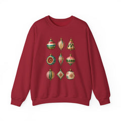Crewneck Sweatshirt — Vintage Christmas Ornaments Holiday Pullover