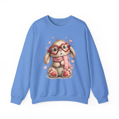 Cute Bunny Sweatshirt — Heart Glasses Bunny Crewneck, Cozy Valentine Pullover