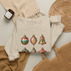 Crewneck Sweatshirt — Vintage Christmas Ornaments Holiday Pullover