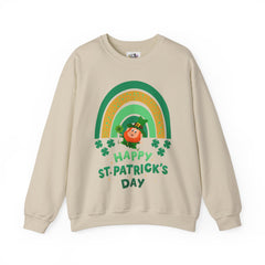 St. Patrick's Day Unisex Crewneck Sweatshirt - Happy Leprechaun Rainbow Design