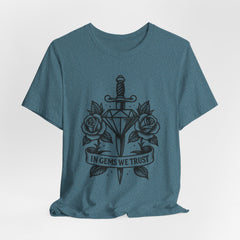 'In Gems We Trust' | Edgy Casual Wear, Gift for Rock Lovers, Men's & Women's Apparel, Perfect for Festivals