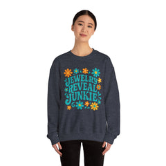 Jewelry Reveal Junkie Sweatshirt by Gildan, Cozy Unisex Crewneck, Gift for Jewelry Lovers