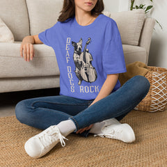 FB Rockstar Dog Unisex T-Shirt - Deaf Dogs Definitely Rock White Upright Bass Design