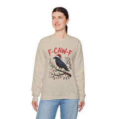 "F-CAW-F" Festive Raven Holiday Christmas Crow Crewneck Gildan Sweatshirt
